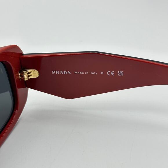 PRADA Symbole Diamond Rectangle Sunglasses Fiery Orange Red PR 17WS - Picture 10 of 14
